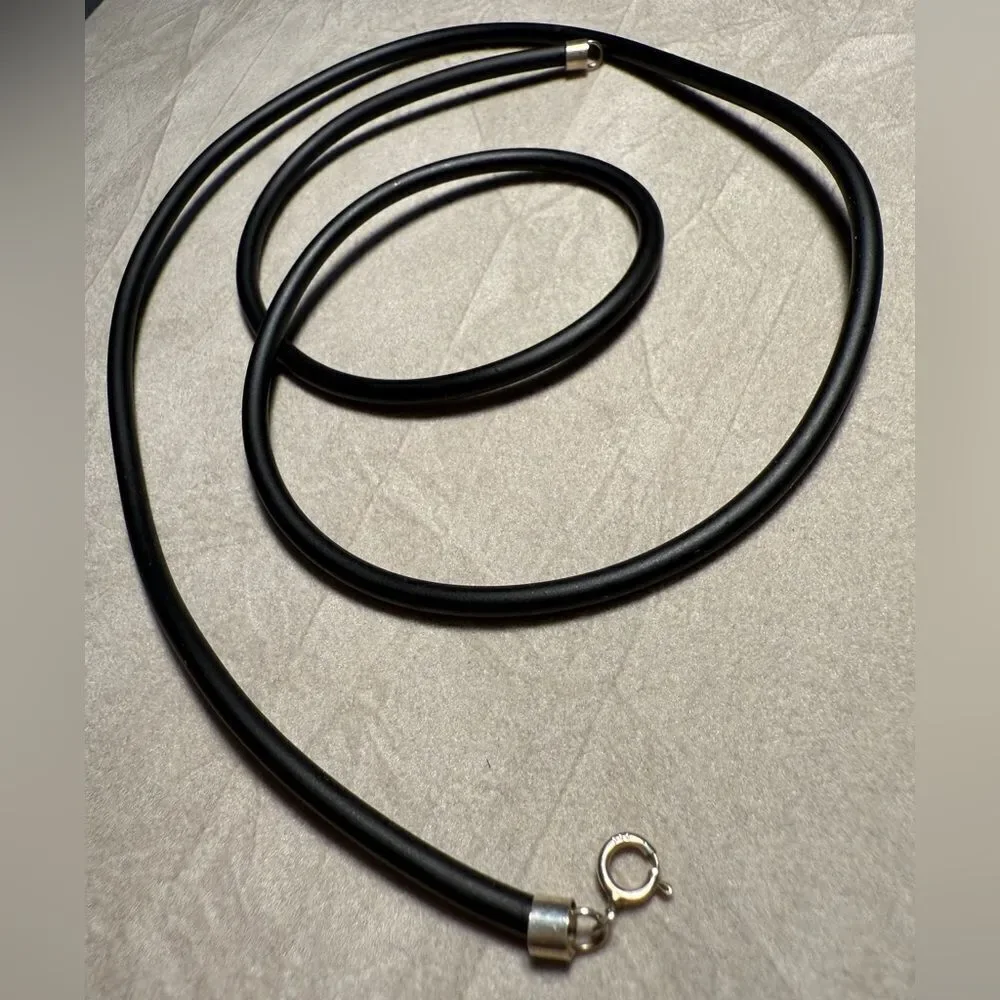24” Black Cord Necklace - Unisex | 925 Silver Clasp Minimalist Great for Men